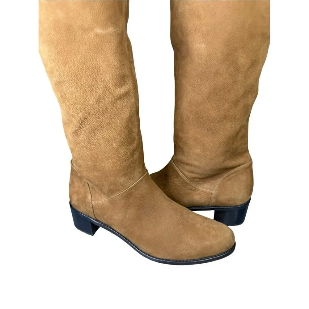 Stuart Weitzman Camel Suede OTK Pull-On Boots Sz 8.5